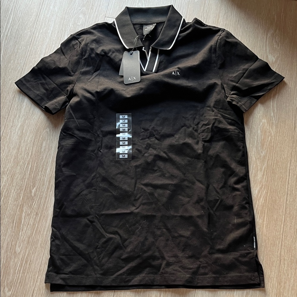 Armani Exchange Dark Polo Shirt with White Accents